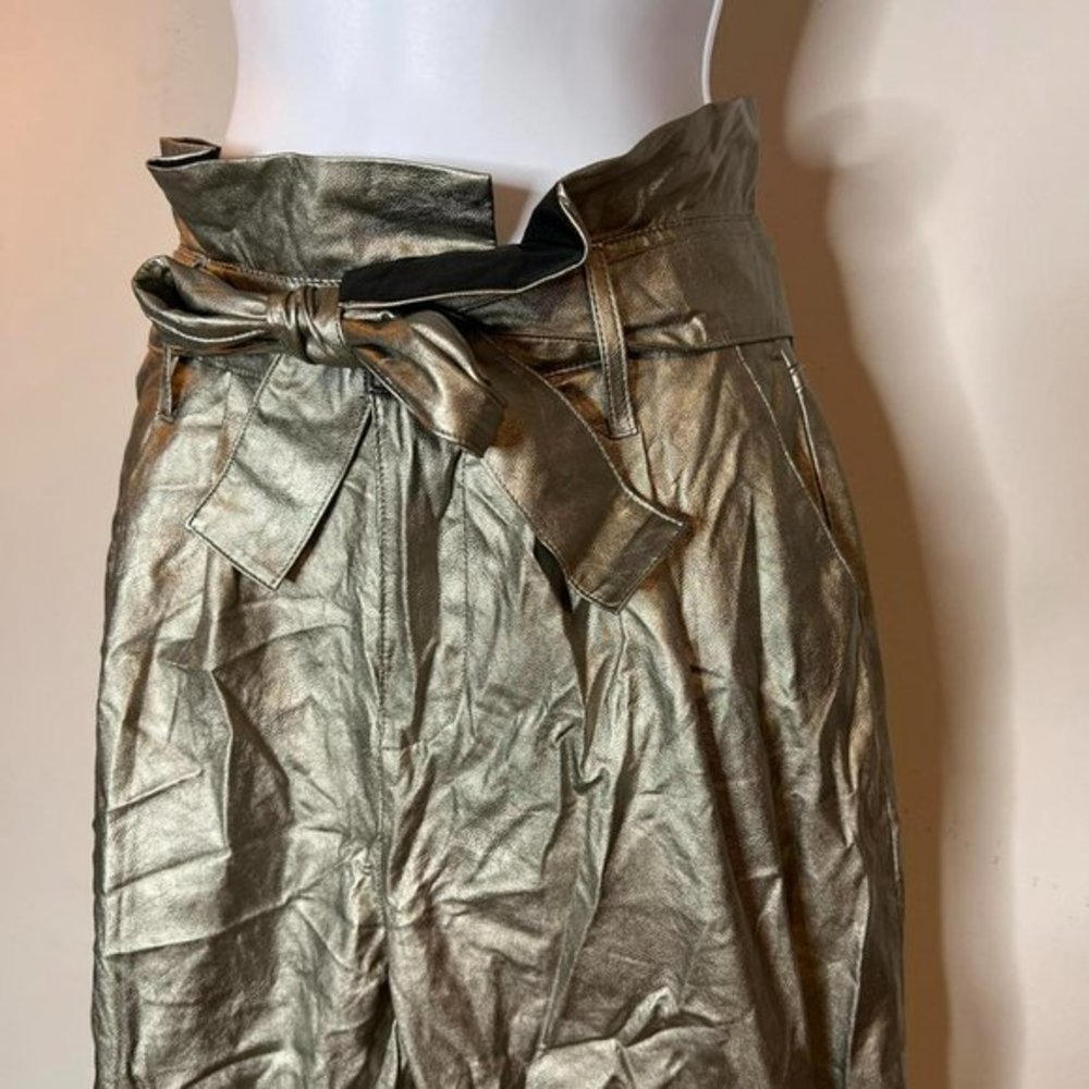 🤑WHO WHAT WEAR silver paper‎ bag pants - Picture 2 of 10